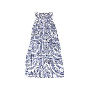 Twelfth Street by Cynthia Vincent Strapless Blue White Maxi Dress Size Small